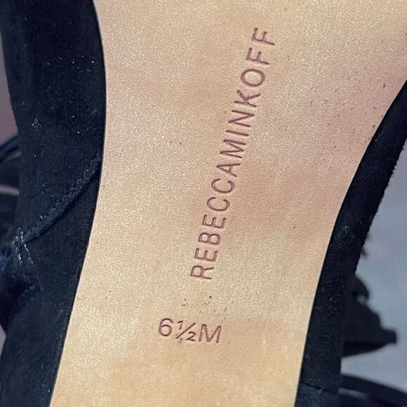 Rebecca Minkoff black suede fringe heels, size 6 1/2 - Picture 10 of 13